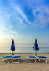 Umbrellas at sunrise