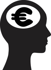 Man and thinking and money, background