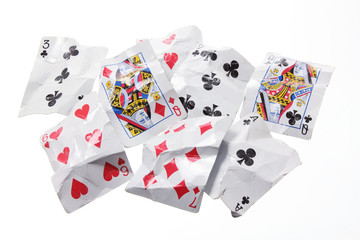 Crumpled Playing Cards