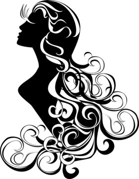 Astrology sign - Virgo. tattoo beauty girl with curling hair.