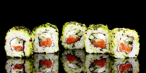 Tasty rolls isolated on black