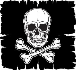 Skull and Crossbones over black flag