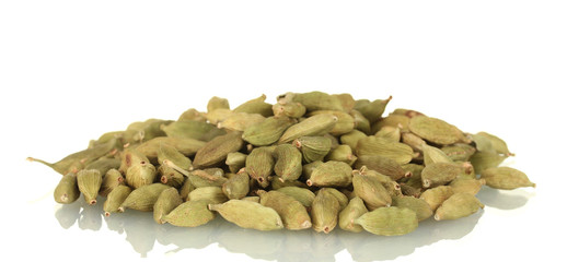 green cardamom isolated on white close-up