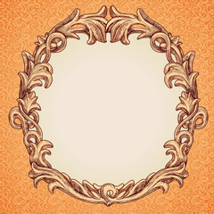 Vector round frame in vintage style