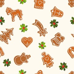 christmas seamless pattern with gingerbread