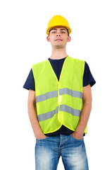 Isolated worker with helmet