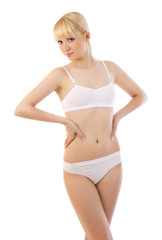 Obraz premium Sporty woman in undrewear over white