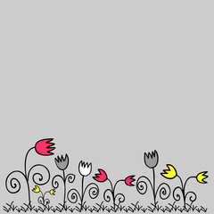 Cute background doodle flowers
