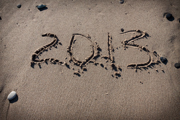 Numbers 2013 on beach sand for calendar