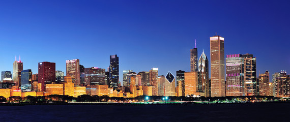 Fototapeta na wymiar Chicago noc panorama