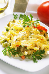 Baked pasta with vegetables