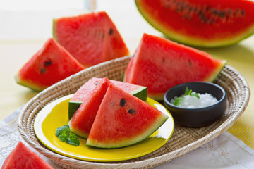 Watermelon with salt