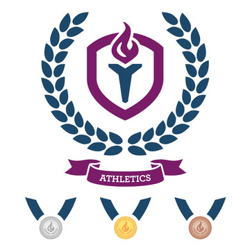 Athletics emblem and medals