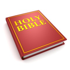 Holy bible red book on white background
