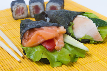 Various kinds of sushi and sashimi