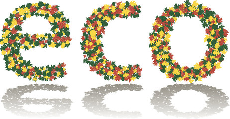 Inscription ECO combined from the fallen down leaves