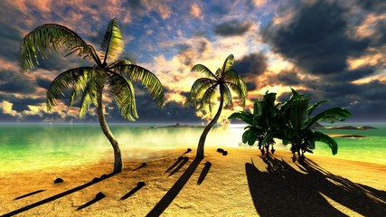 Naklejka na ściany i meble Tropical beach paradise
