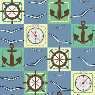 Seamless background with sea motives