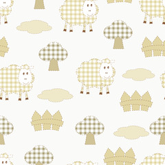 farm seamless with sheep © annata78