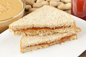 Homemade Peanut Butter and Jelly Sandwich