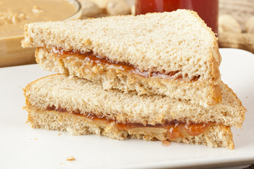 Homemade Peanut Butter and Jelly Sandwich