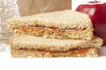 Homemade Peanut Butter and Jelly Sandwich
