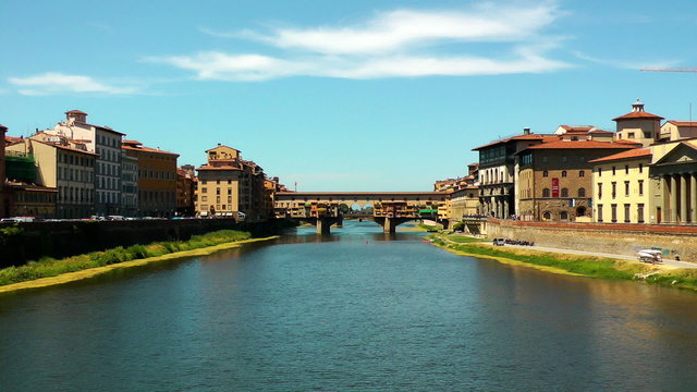 Ponte Vecchio in Florence on Arno river. Italy. Europe.