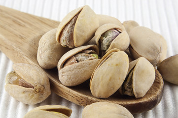 Pistachios on spoon