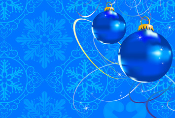 Christmas decorations in blue background
