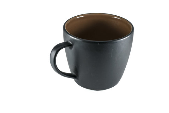 Black cup of coffee on white background - Empty cup,