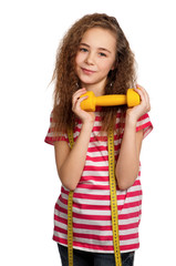 Obraz premium Girl with dumbbells