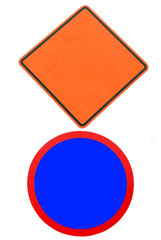 Set of 2 warning sign - Traffic sign.Place your text here