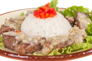Rice and pork japanese style