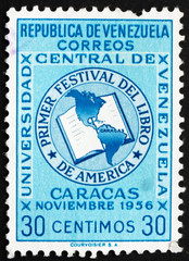 Postage stamp Venezuela 1956 Book and Map of the Americas