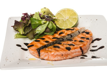 savory fish portion : roasted norwegian salmon fillet garnished