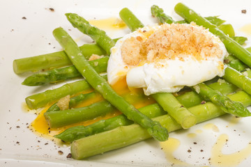 fresh salad with asparagus,eggs and croutons