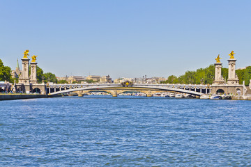 Pont Alexandre III ist eine berühmte Bogenbrücke in Paris, Frankreich.