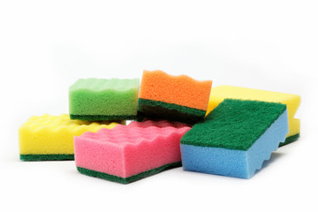 cleaning sponges on a white background.