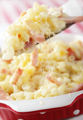 Macaroni and cheese with ham