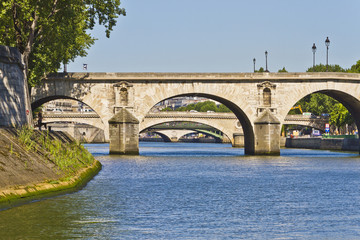 Fototapeta na wymiar Bridges over the River Seine in Paris, France, Europe