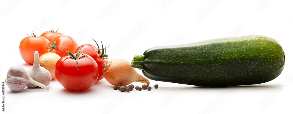 Wall mural vegetables on the white background