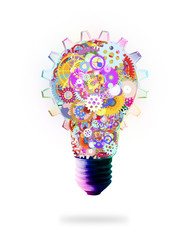 light bulb design by cogs and gears