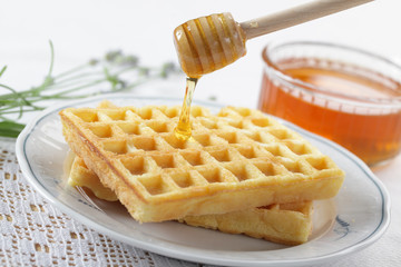 Waffles, honey, and lavender
