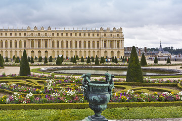 Famous palace Versailles with beautiful gardens. Paris, France.