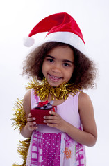 Cute little South African girl in Christmas hat