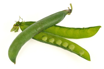 Cosses de petits pois ouvertes et fermées