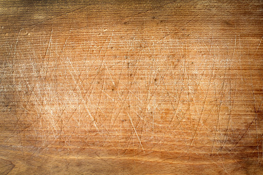 Fototapeta Old grunge wooden cutting kitchen desk board
