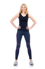 Fototapeta premium Woman doing sports on white