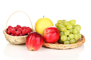 ripe sweet fruits and berries isolated on white