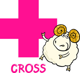cross shape with cartoon ram